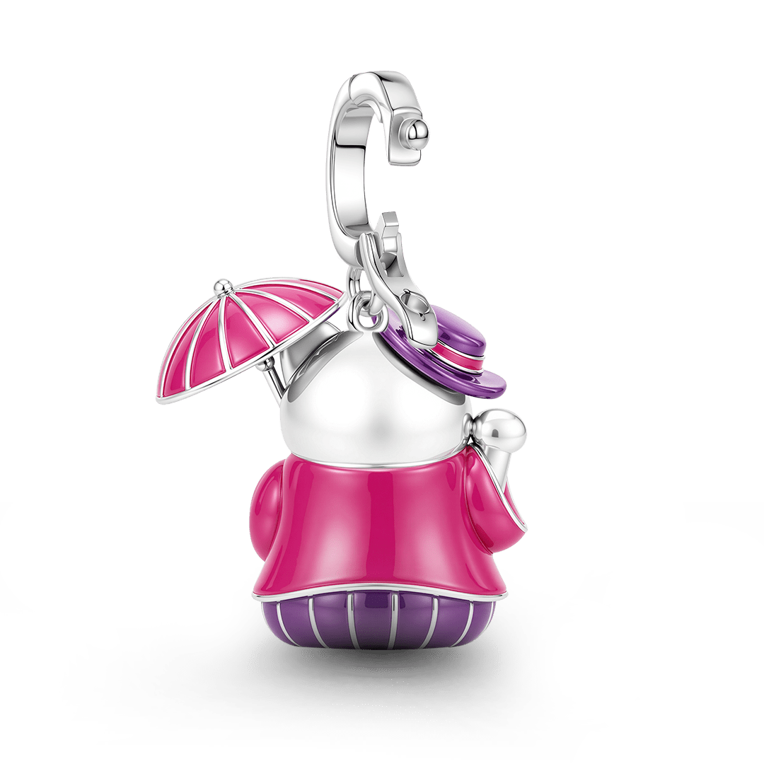 Gnoce Japanese Glow‑in‑the‑Dark Purple Lucky Cat Clasp Dangle Charm Platinum‑plated Silver Blend_7