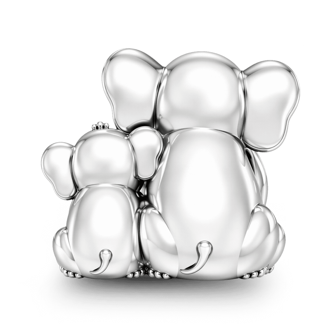 Gnoce Elephant Mother And Baby Charm Bead Platinum‑plated Silver Blend_6