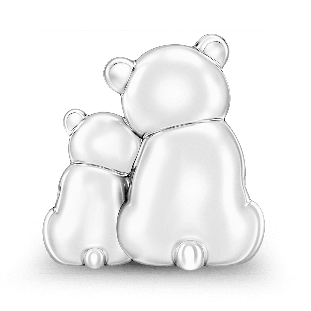 Gnoce Polar Bear Mother And Baby Charm Bead Platinum‑plated Silver Blend_6