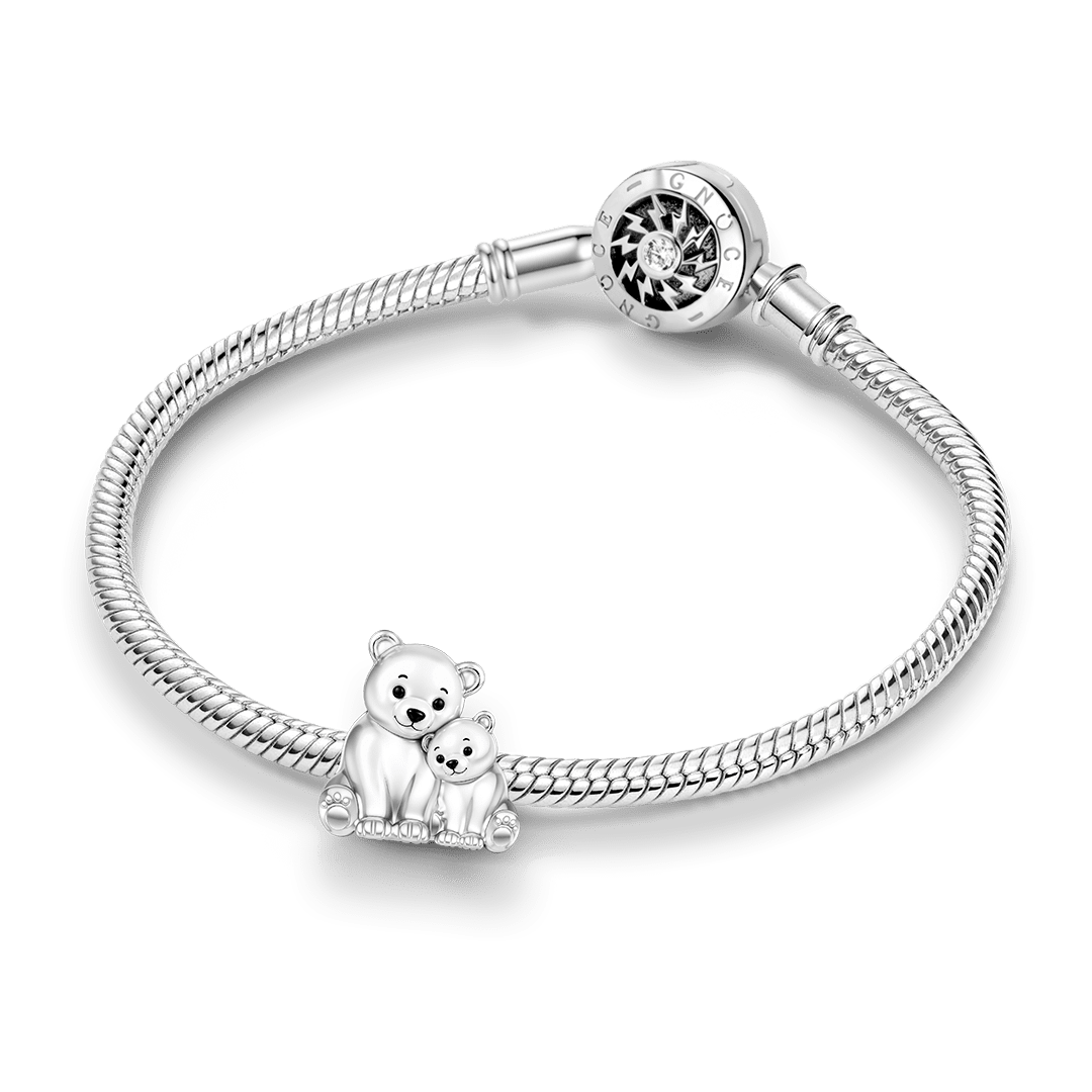 Gnoce Polar Bear Mother And Baby Charm Bead Platinum‑plated Silver Blend_3