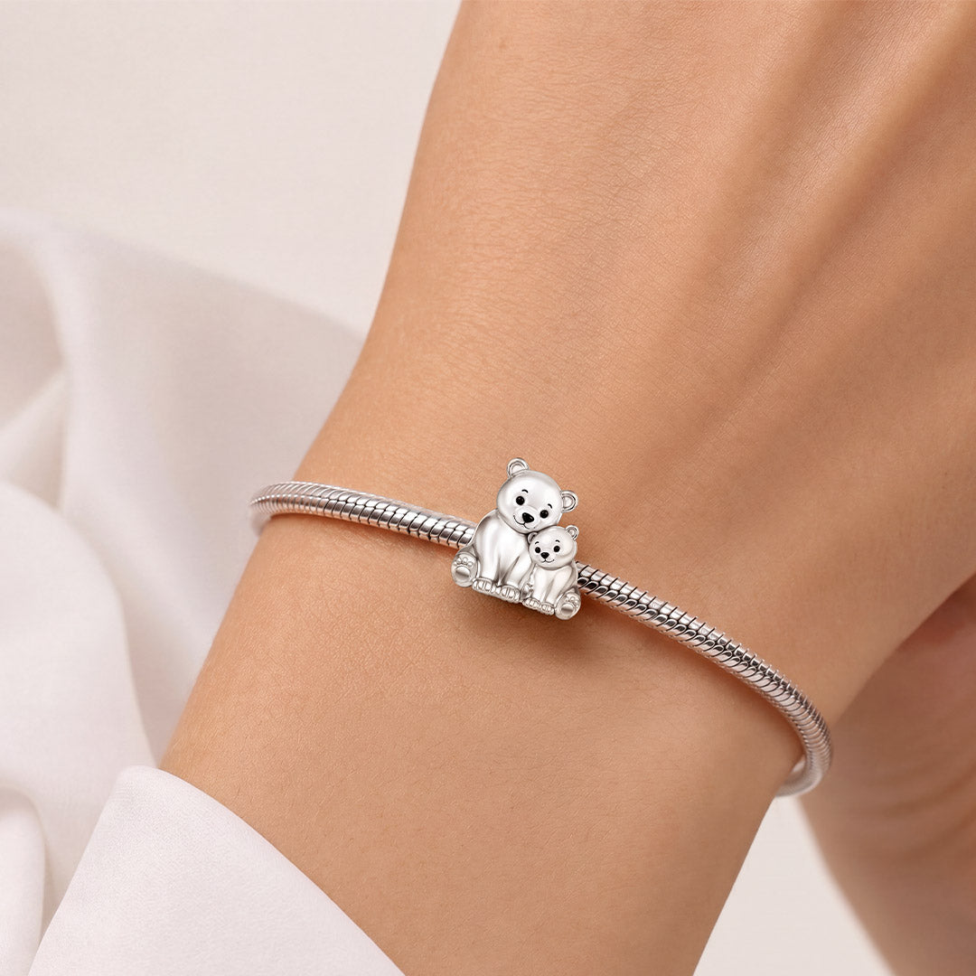 Gnoce Polar Bear Mother And Baby Charm Bead Platinum‑plated Silver Blend_2