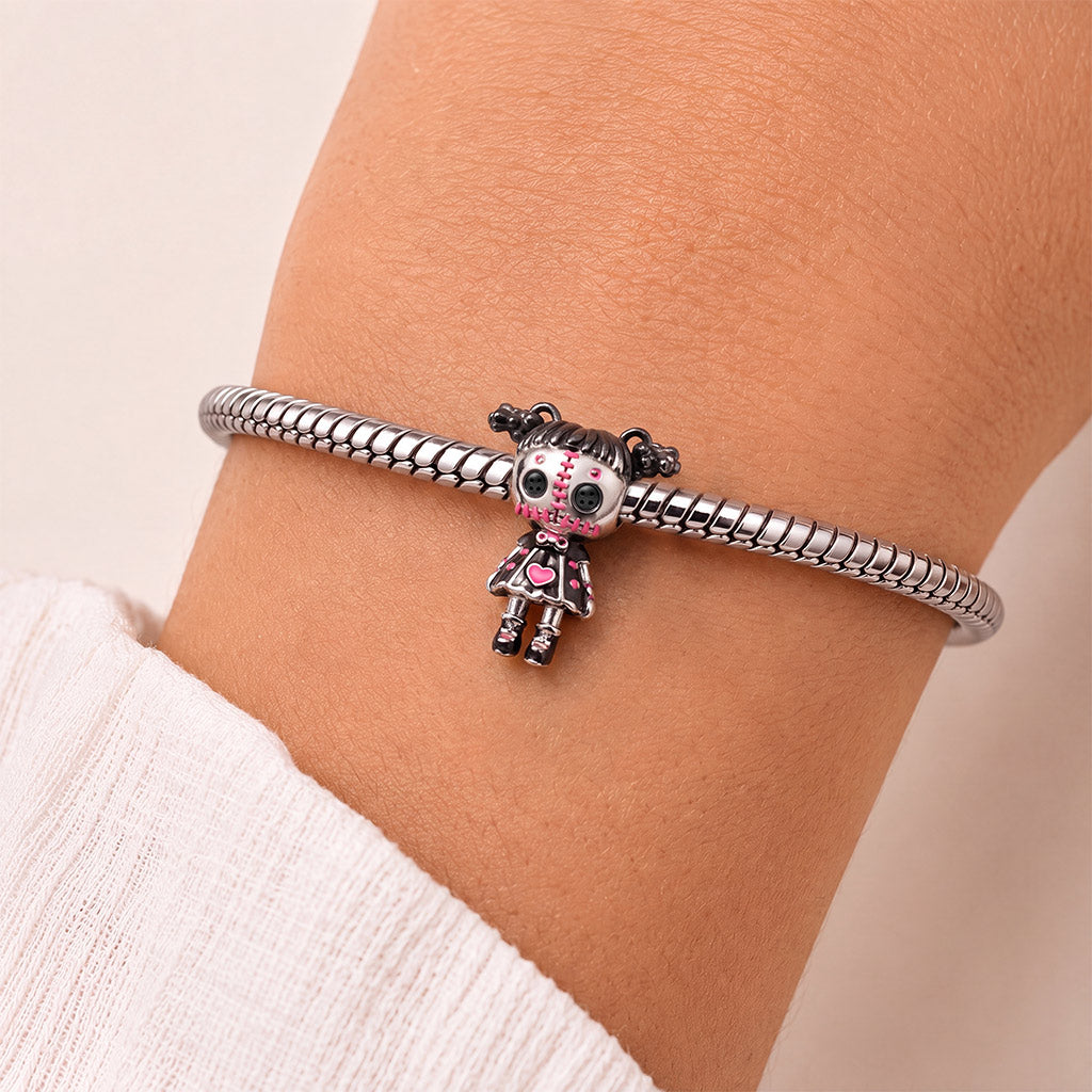 Gnoce Halloween Evil Doll Bead Charm Platinum‑plated Silver Blend_2