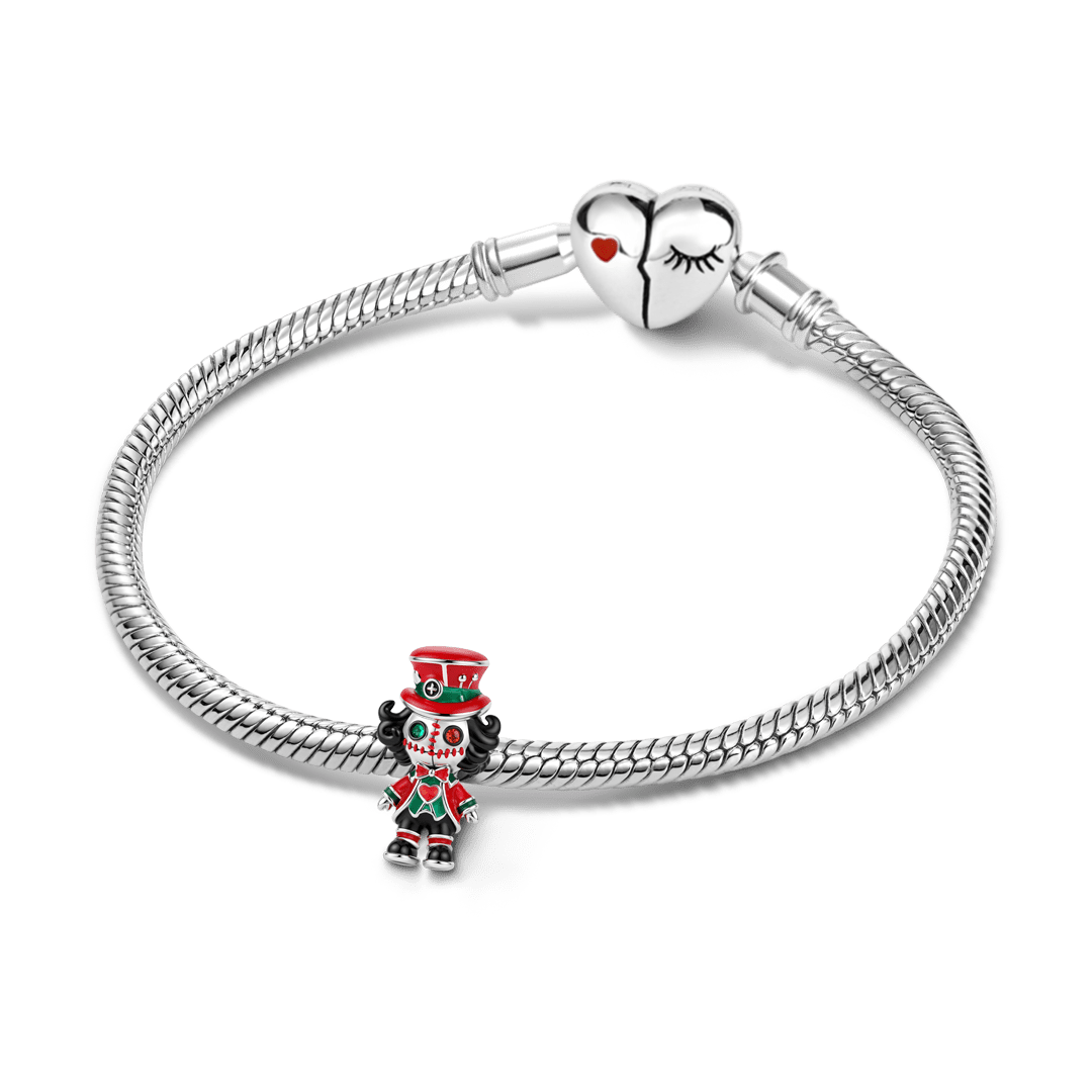 Gnoce Halloween Evil Magician Doll Bead Charm Platinum‑plated Silver Blend_3