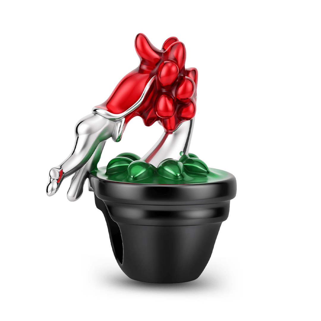 Gnoce Halloween Man‑Eating Plant Bead Charm Platinum‑plated Silver Blend_5