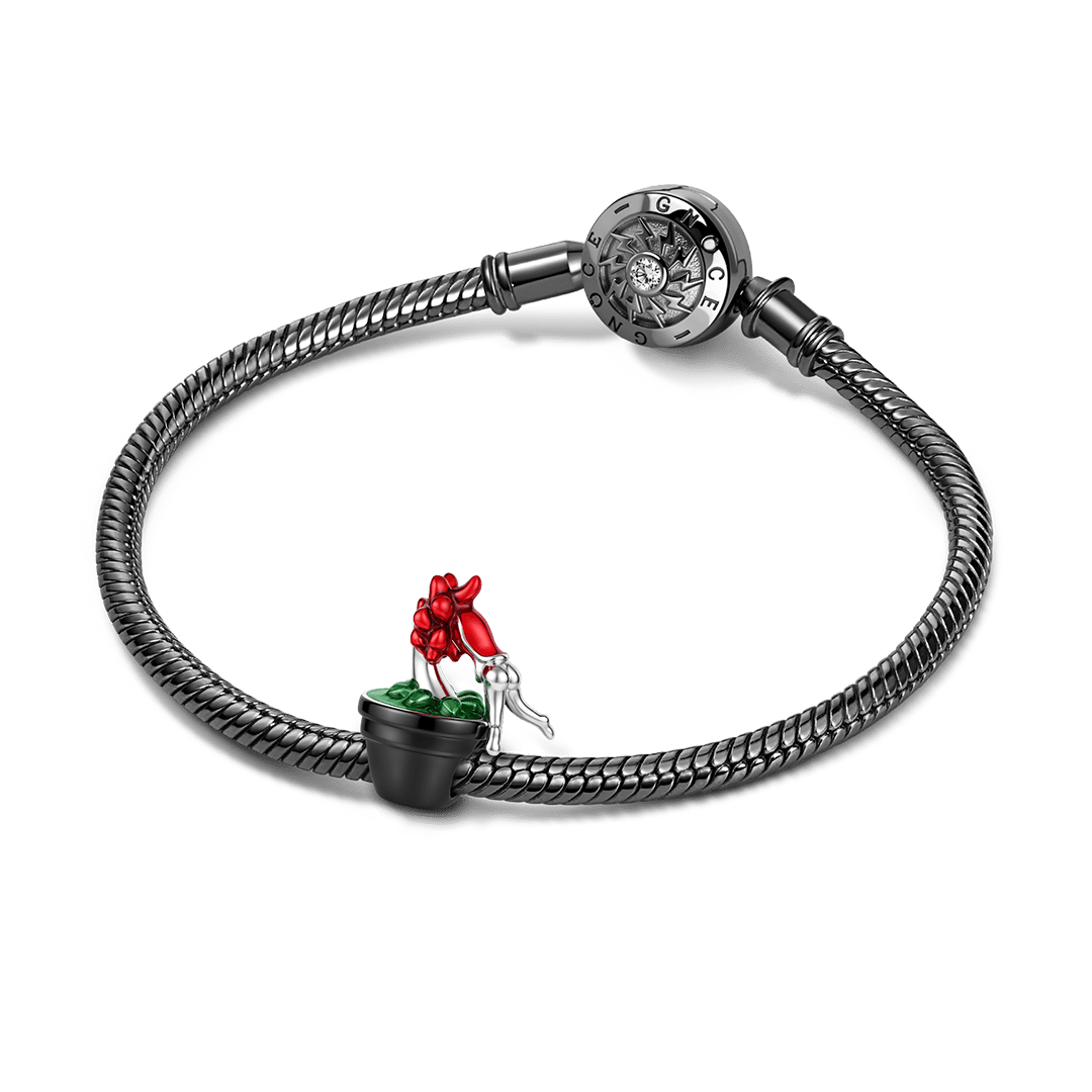 Gnoce Halloween Man‑Eating Plant Bead Charm Platinum‑plated Silver Blend_3
