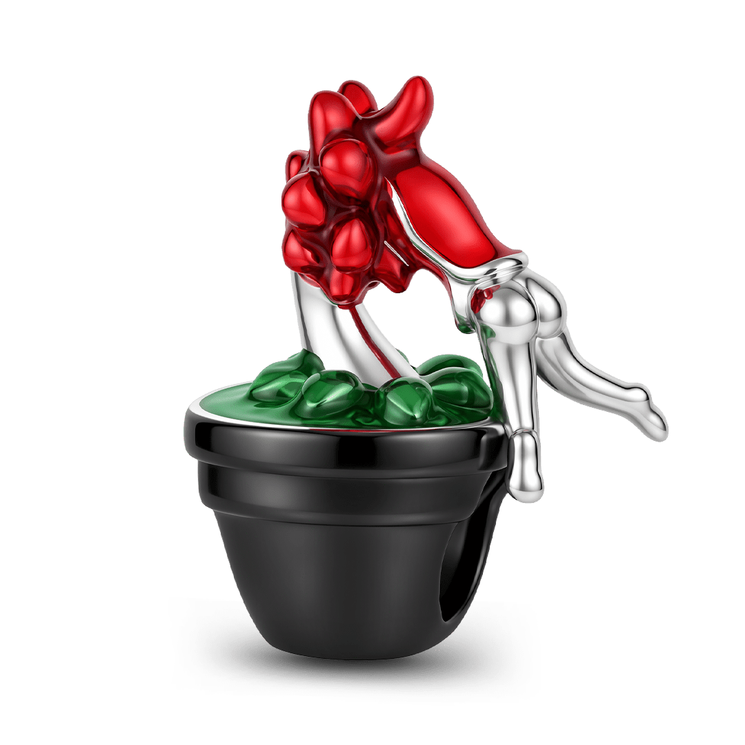Gnoce Halloween Man‑Eating Plant Bead Charm Platinum‑plated Silver Blend_1