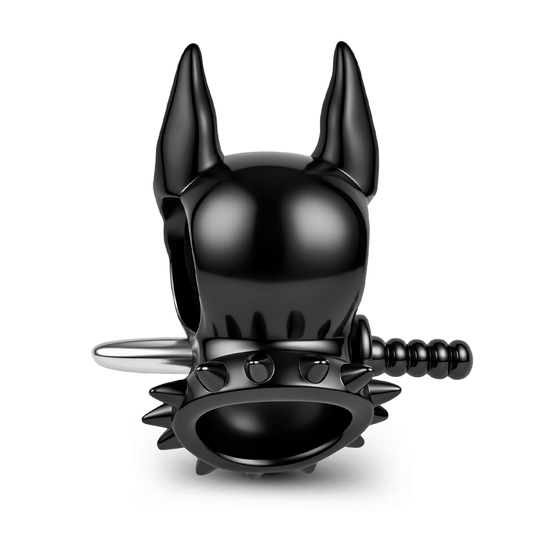 Gnoce Punk Doberman With Sword Bead Charm Platinum‑plated Silver Blend_5