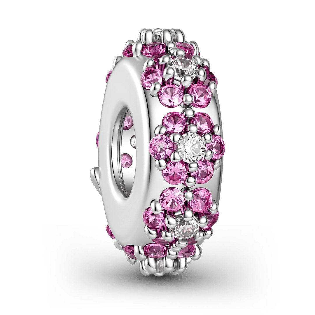 Gnoce Birthstone Bee Flower Wreath Spacer Bead Platinum‑plated Silver Blend_7