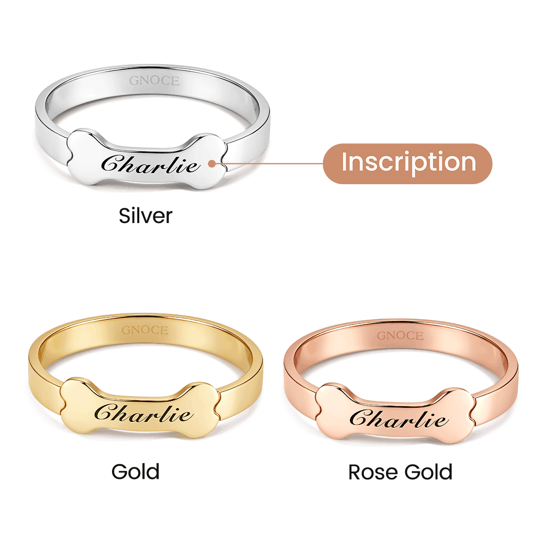 Gnoce "Pet love" Personalized Name Ring 925 Sterling Silver For Pet Lover_3