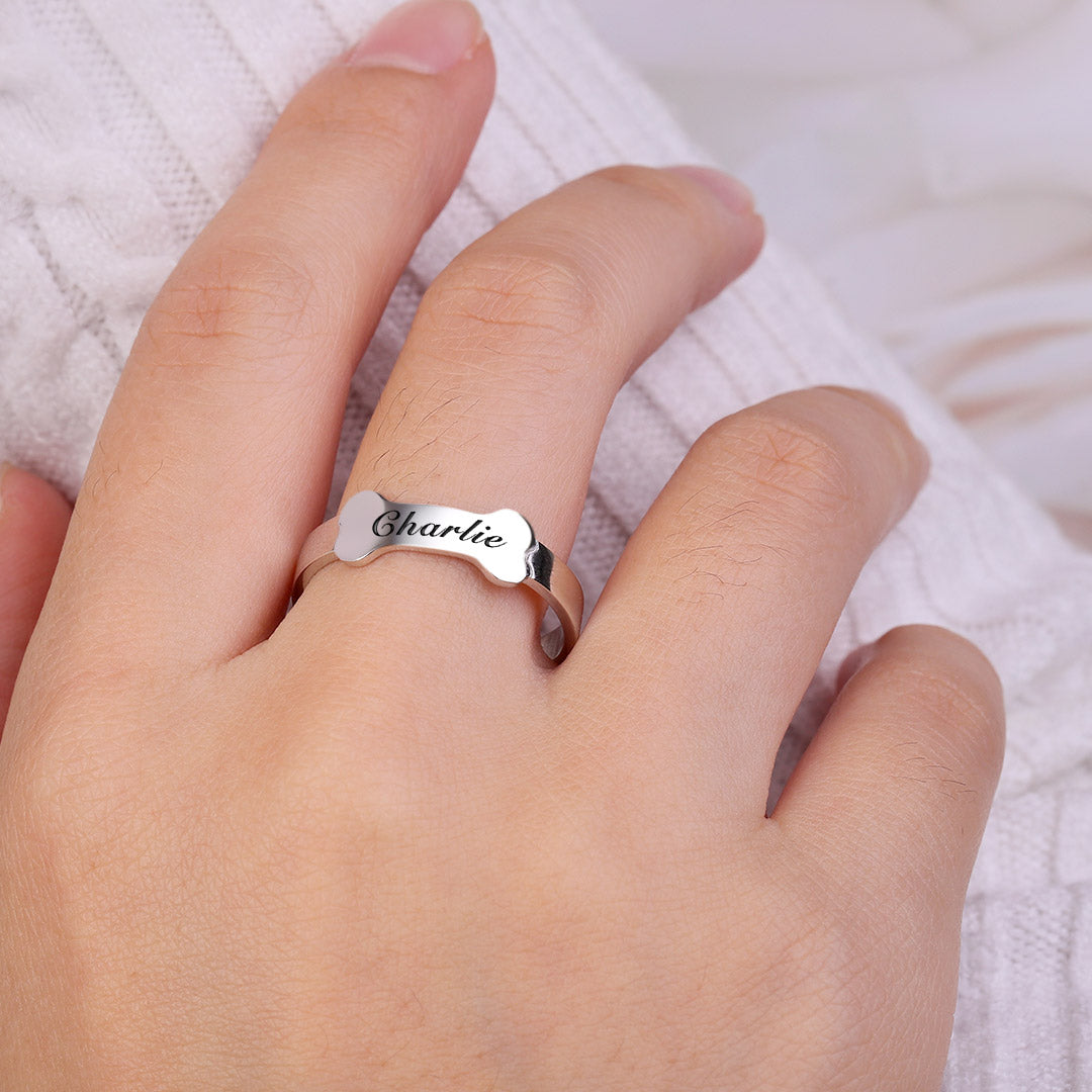 Gnoce "Pet love" Personalized Name Ring 925 Sterling Silver For Pet Lover_2