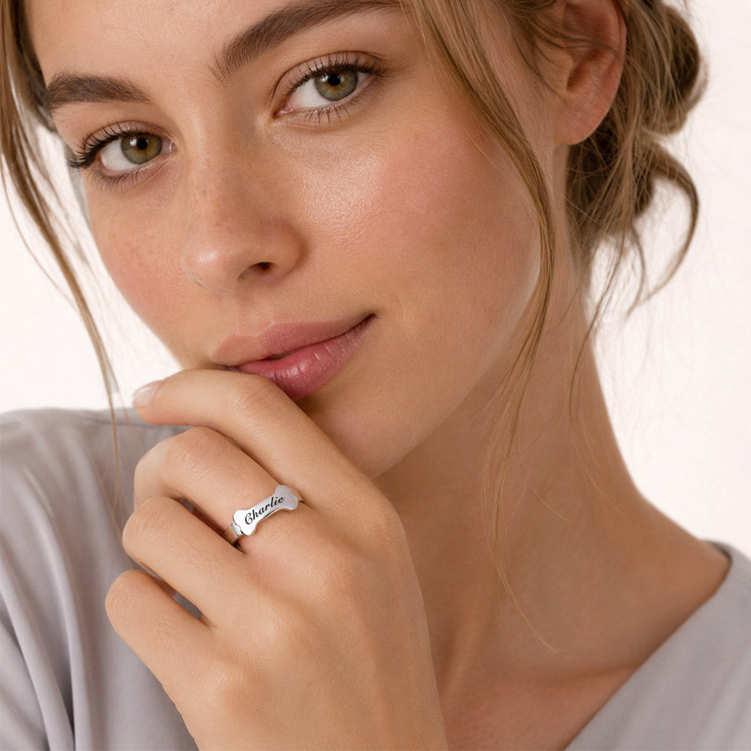 Gnoce "Pet love" Personalized Name Ring 925 Sterling Silver For Pet Lover_4