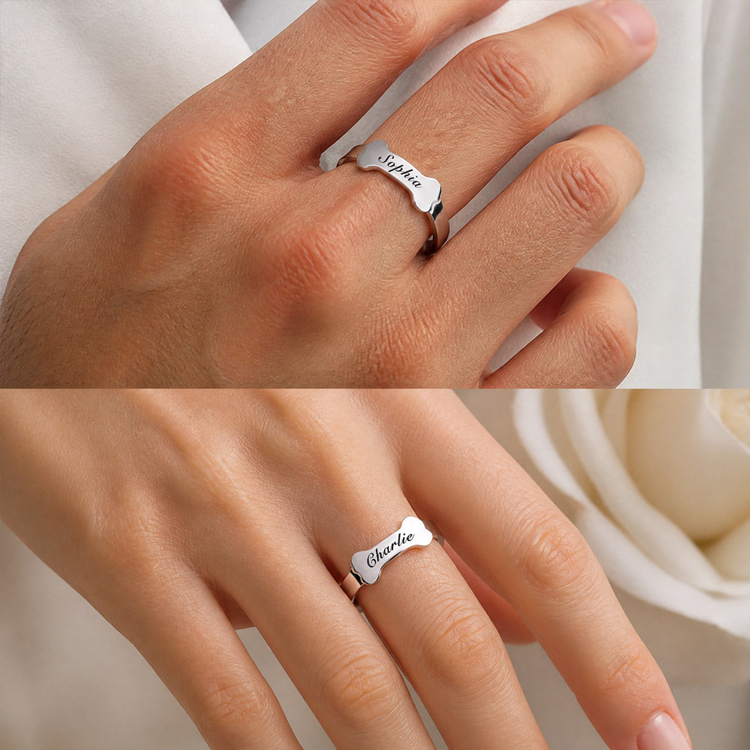 Gnoce "Pet love" Personalized Name Ring 925 Sterling Silver For Pet Lover_5