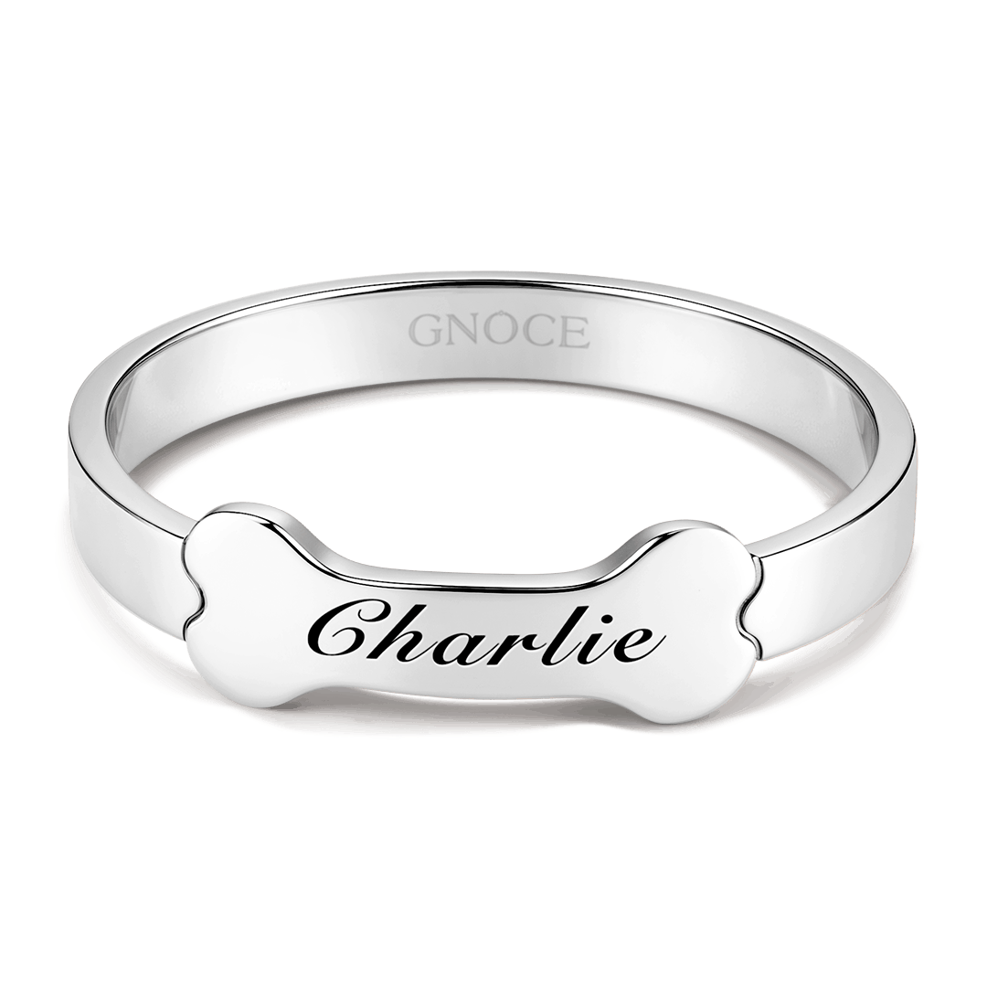 Gnoce "Pet love" Personalized Name Ring 925 Sterling Silver For Pet Lover_1