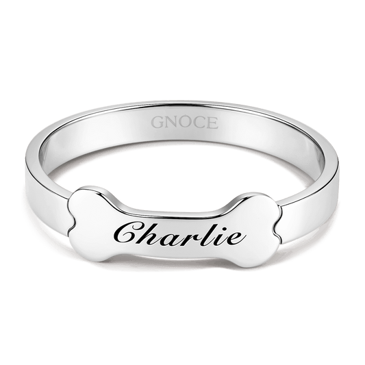 Gnoce "Pet love" Personalized Name Ring 925 Sterling Silver For Pet Lover_1