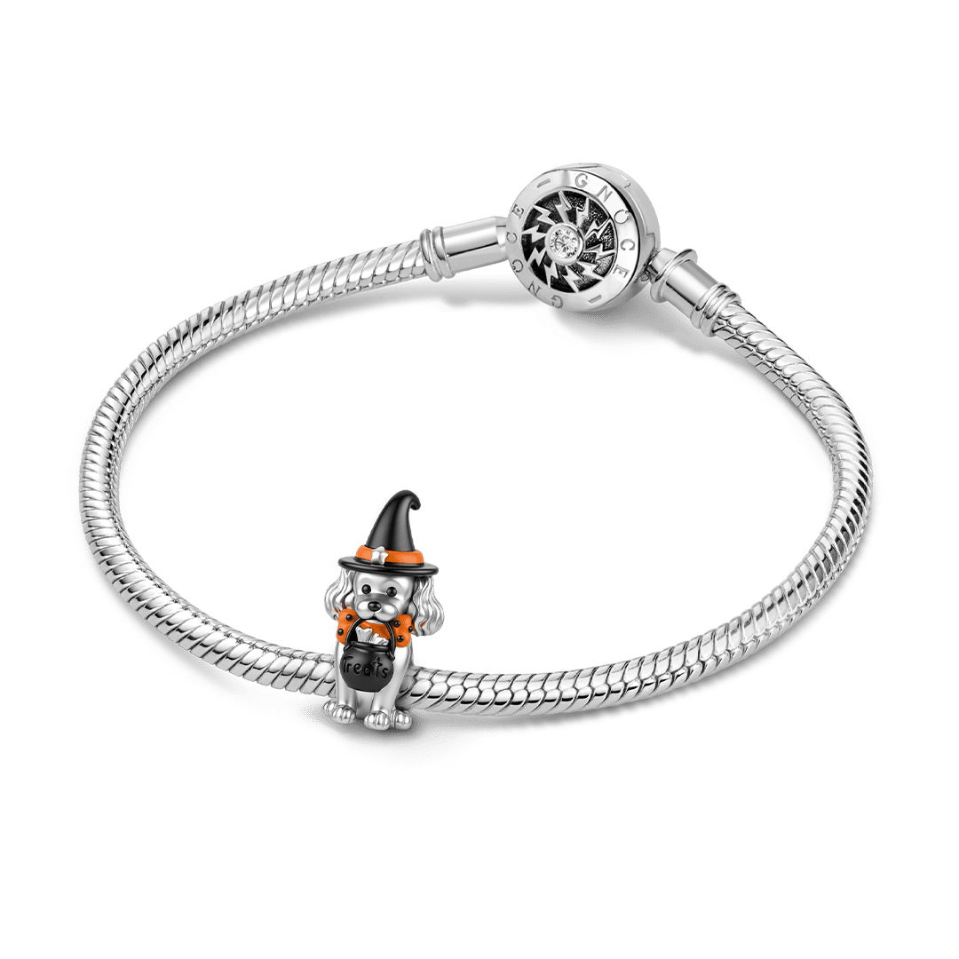 Gnoce Halloween Engravable Witch Dog Bead Charm Platinum‑plated Silver Blend_3