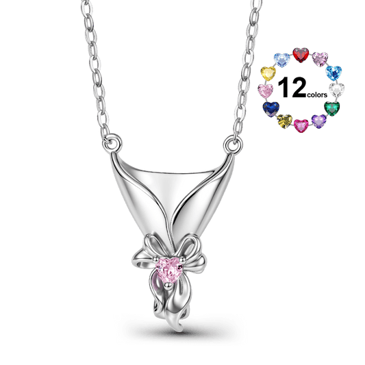 Gnoce Engravable Birthstone Bouquet Pendant Necklace Platinum‑plated Silver Blend_1