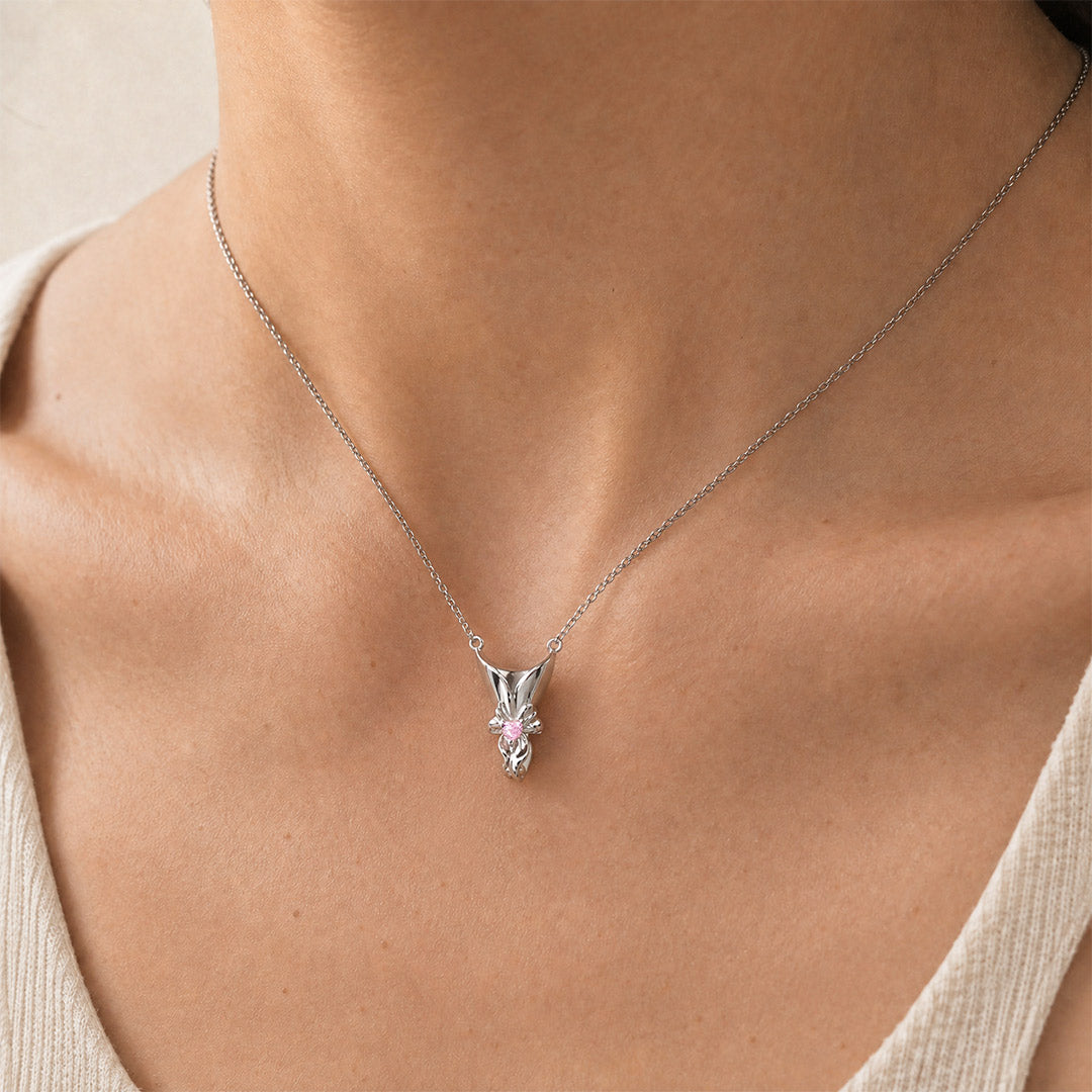 Gnoce Engravable Birthstone Bouquet Pendant Necklace Platinum‑plated Silver Blend_2