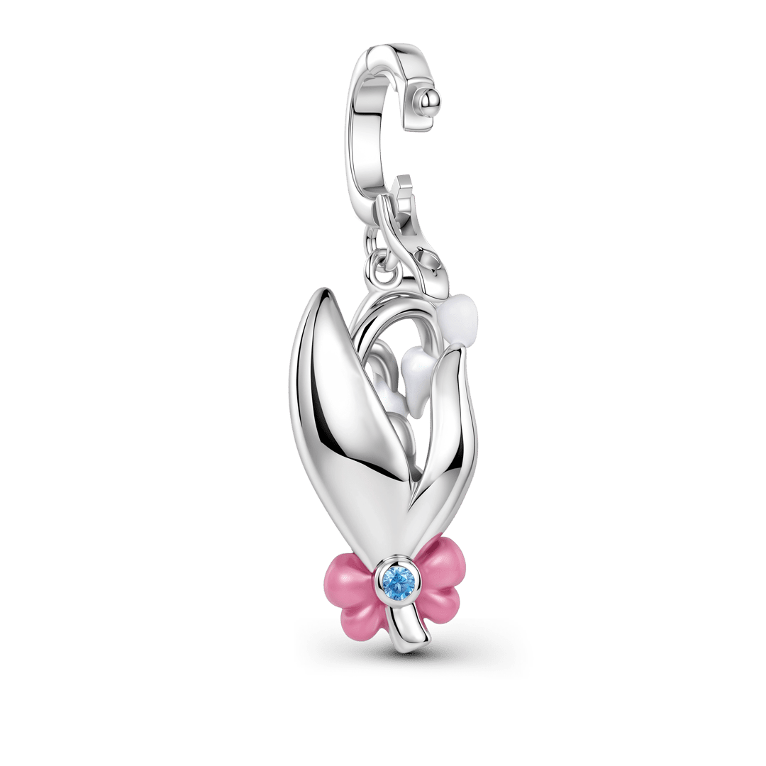 Gnoce Birthstone Glow‑in‑the‑dark Tooth Lily Of The Valley Clasp Dangle Charm Platinum‑plated Silver Blend_7