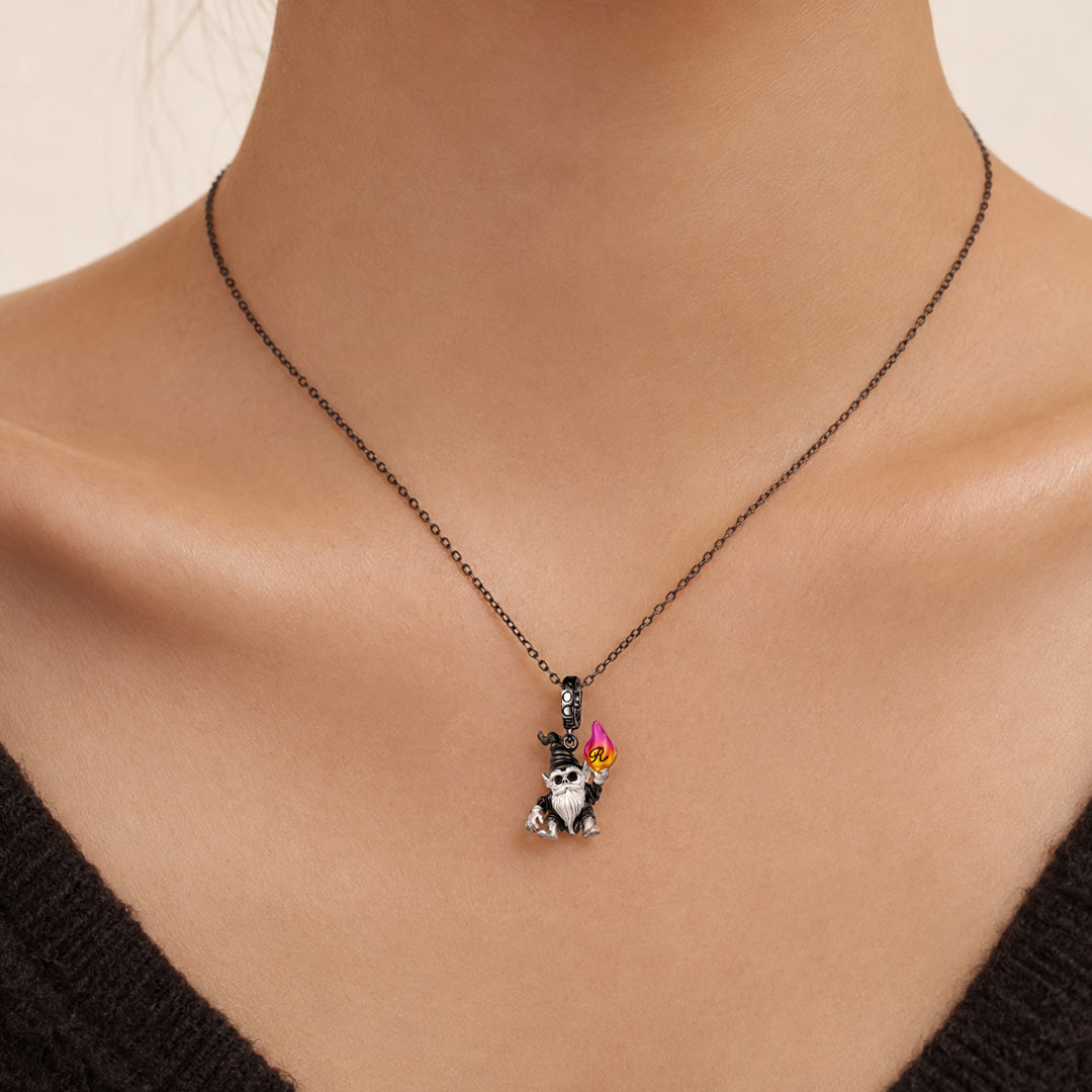 Gnoce Glow-in-the-dark Initial Personalized Black Goblin Contract Clasp Dangle Charm Platinum‑plated Silver Blend_3