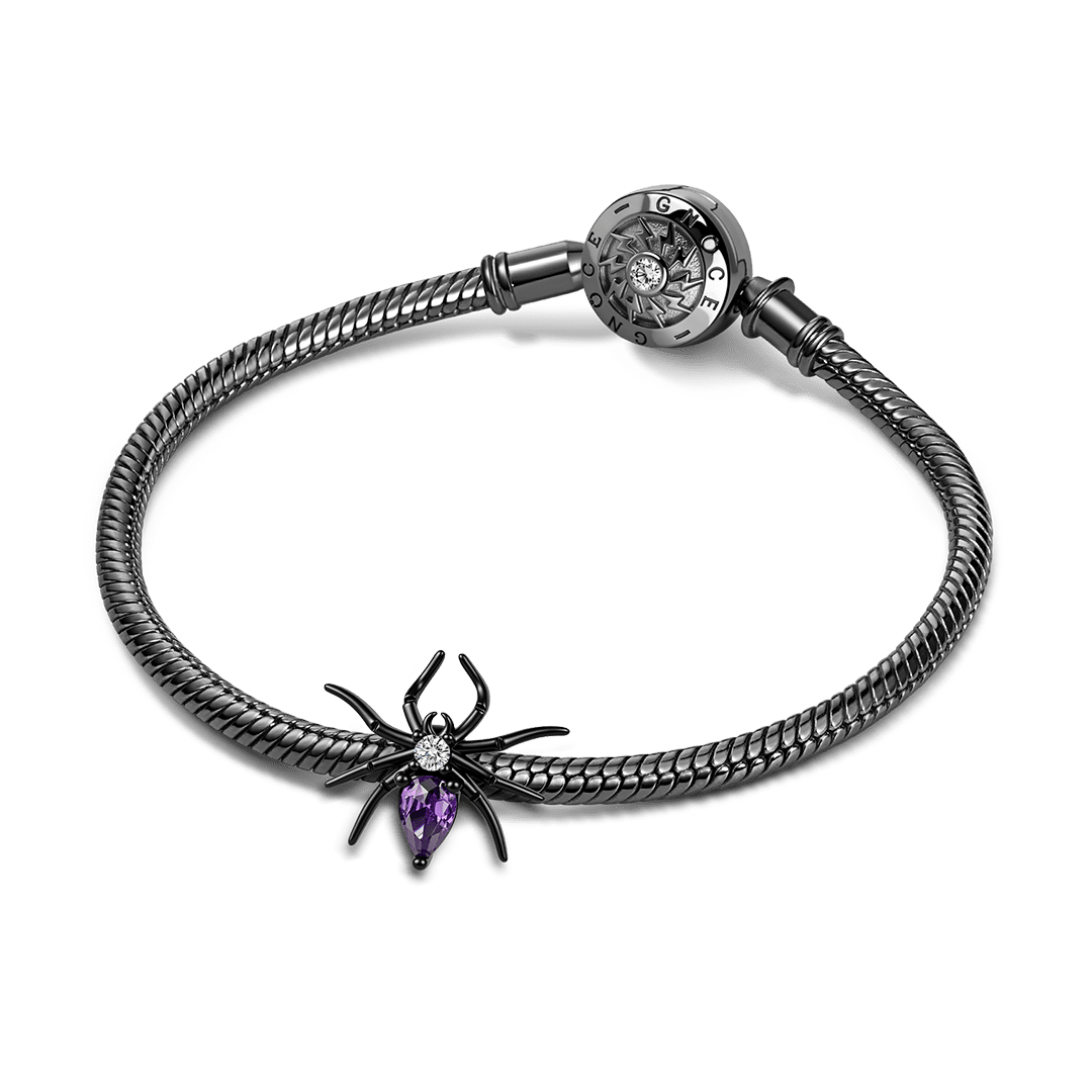 Gnoce Halloween Birthstone Spider Spacer Bead Charm Platinum‑plated Silver Blend_3