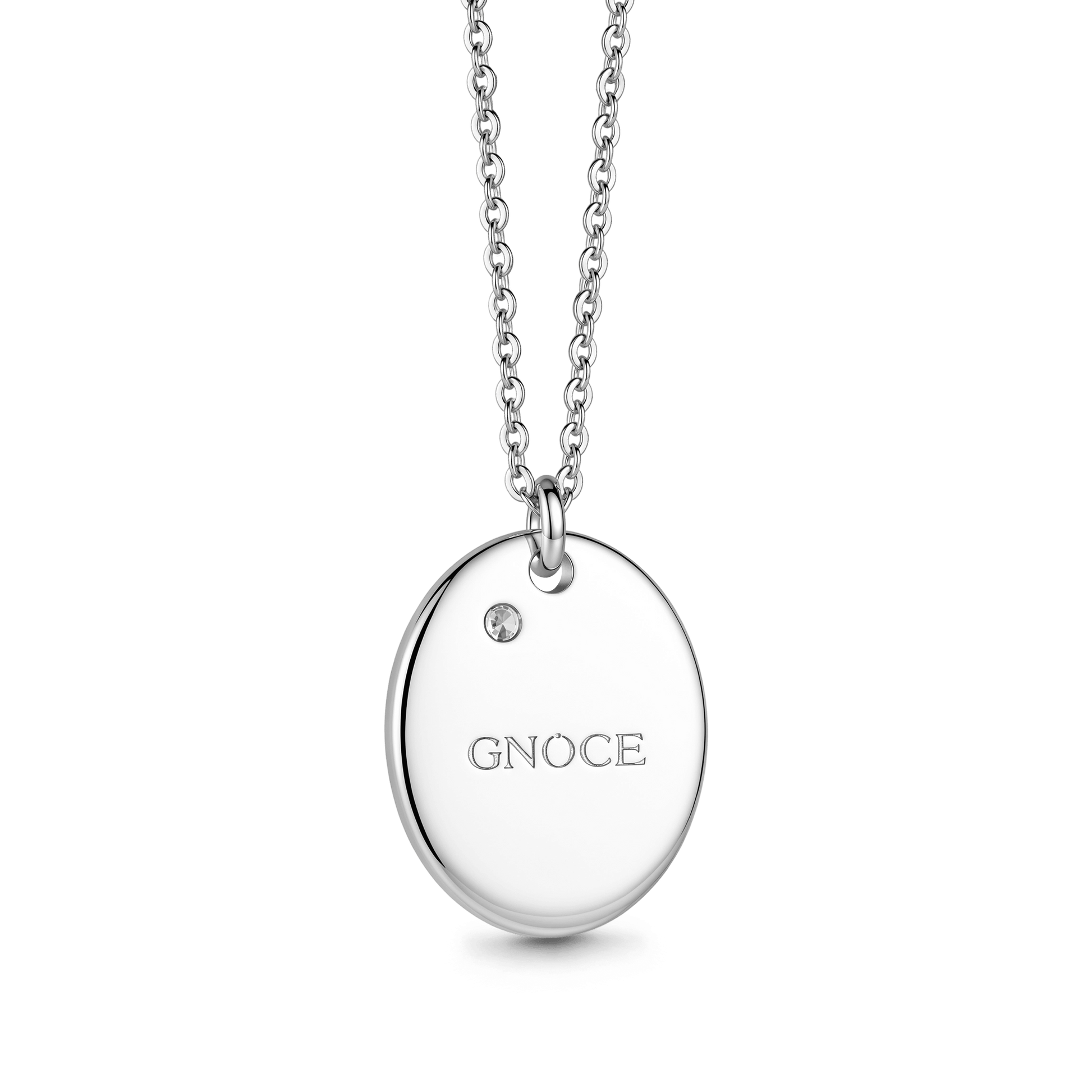 Gnoce Name Personalized Birth Flower Birthstone Oval Pendant Necklace Platinum-plated Silver Blend_5