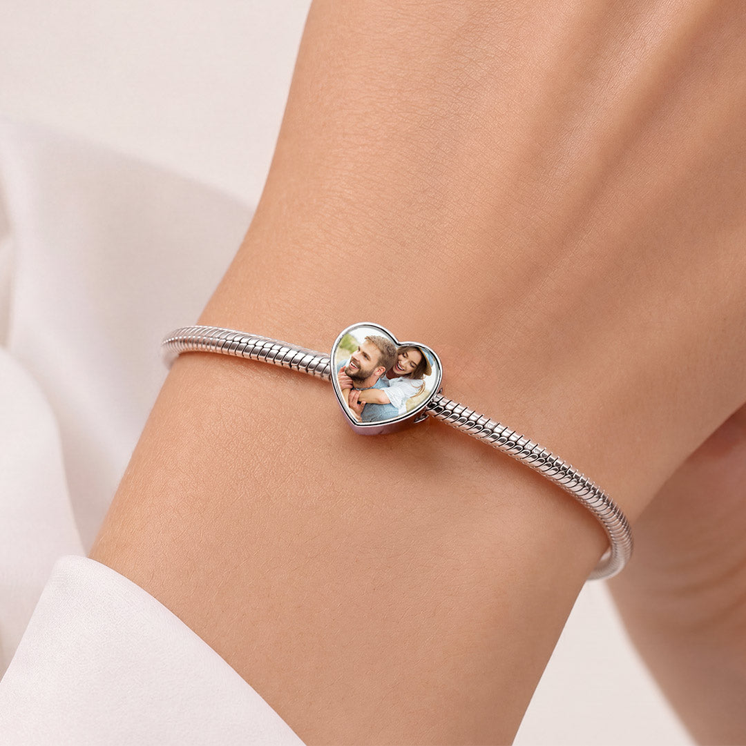 Gnoce Photo Personalized Couple Heart Bead Stainless Steel_2