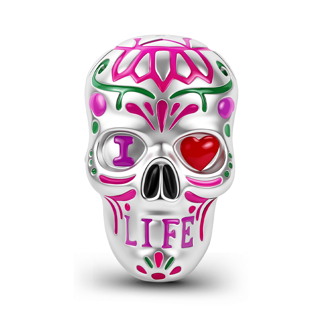 Gnoce Halloween Sugar Skull Bead Charm Platinum‑plated Silver Blend_1