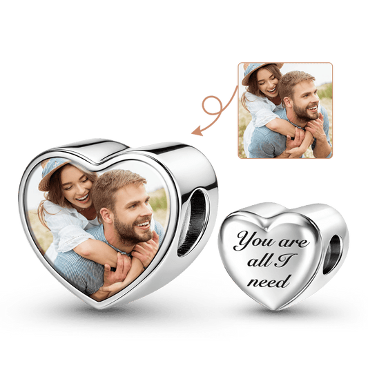 Gnoce Couple Personalized Photo Heart Bead Stainless Steel_1