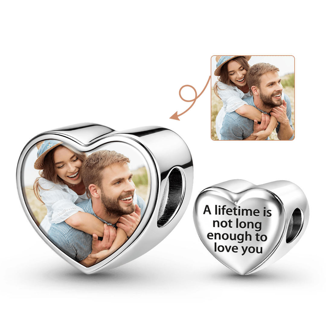 Gnoce Couple Personalized Photo Heart Bead Stainless Steel_1