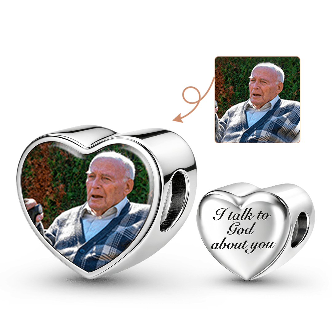 Gnoce In Memory Personalized Photo Heart Bead Stainless Steel_1