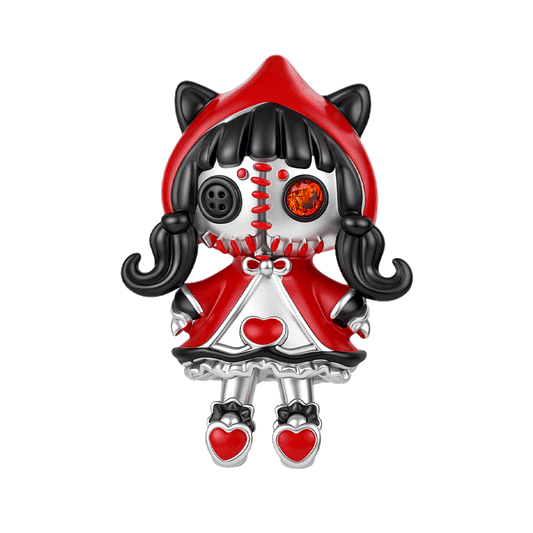Gnoce Glow-in-the-dark Halloween Voodoo Doll Red Hood Cat Ear Bead Platinum‑plated Silver Blend_1
