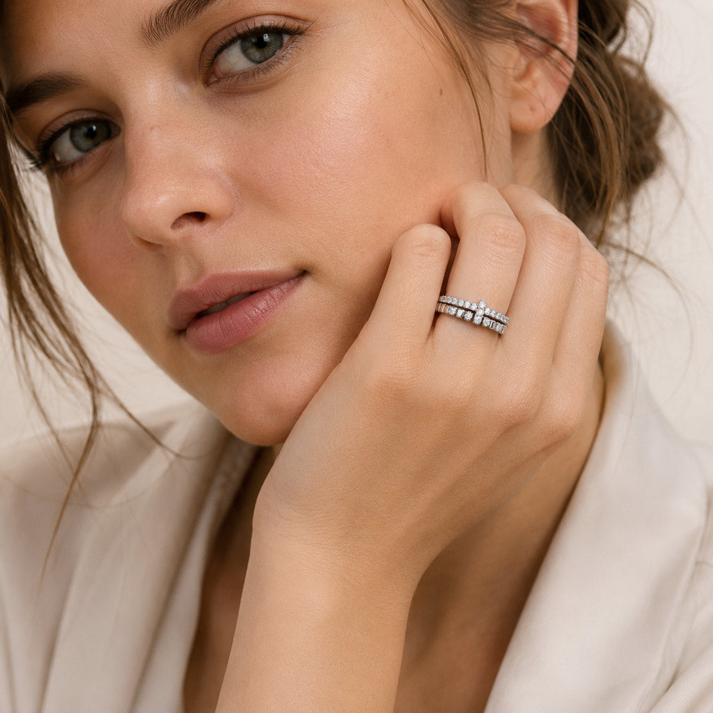 Gnoce Cross Band Ring Platinum-plated Silver Blend_3
