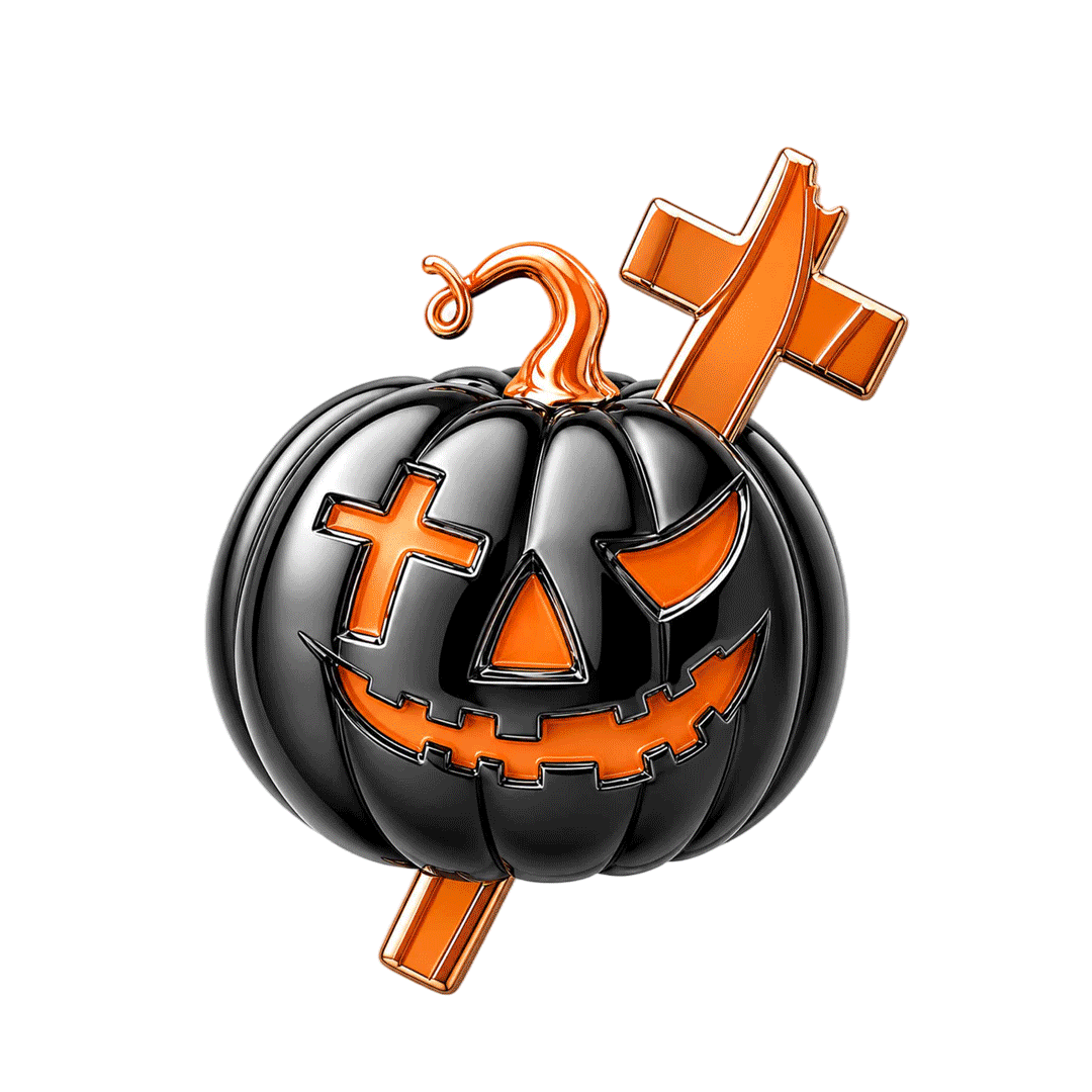 Gnoce Glow‑in‑the‑dark Halloween Cross Pumpkin Through‑hole Base Bead Charm Platinum‑plated Silver Blend_1
