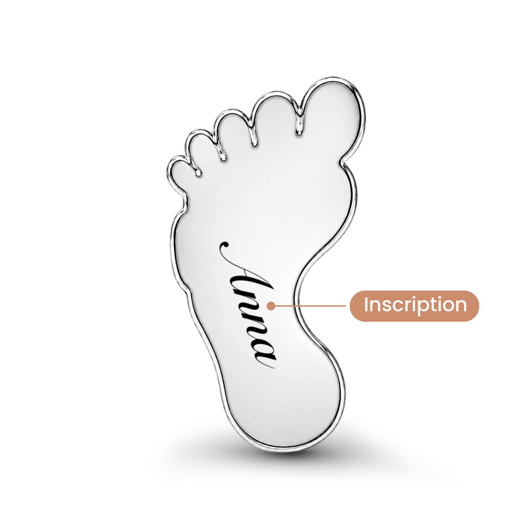 Gnoce Religious Footprint Slogan Engravable Through‑hole Bead Charm Platinum‑plated Silver Blend_5