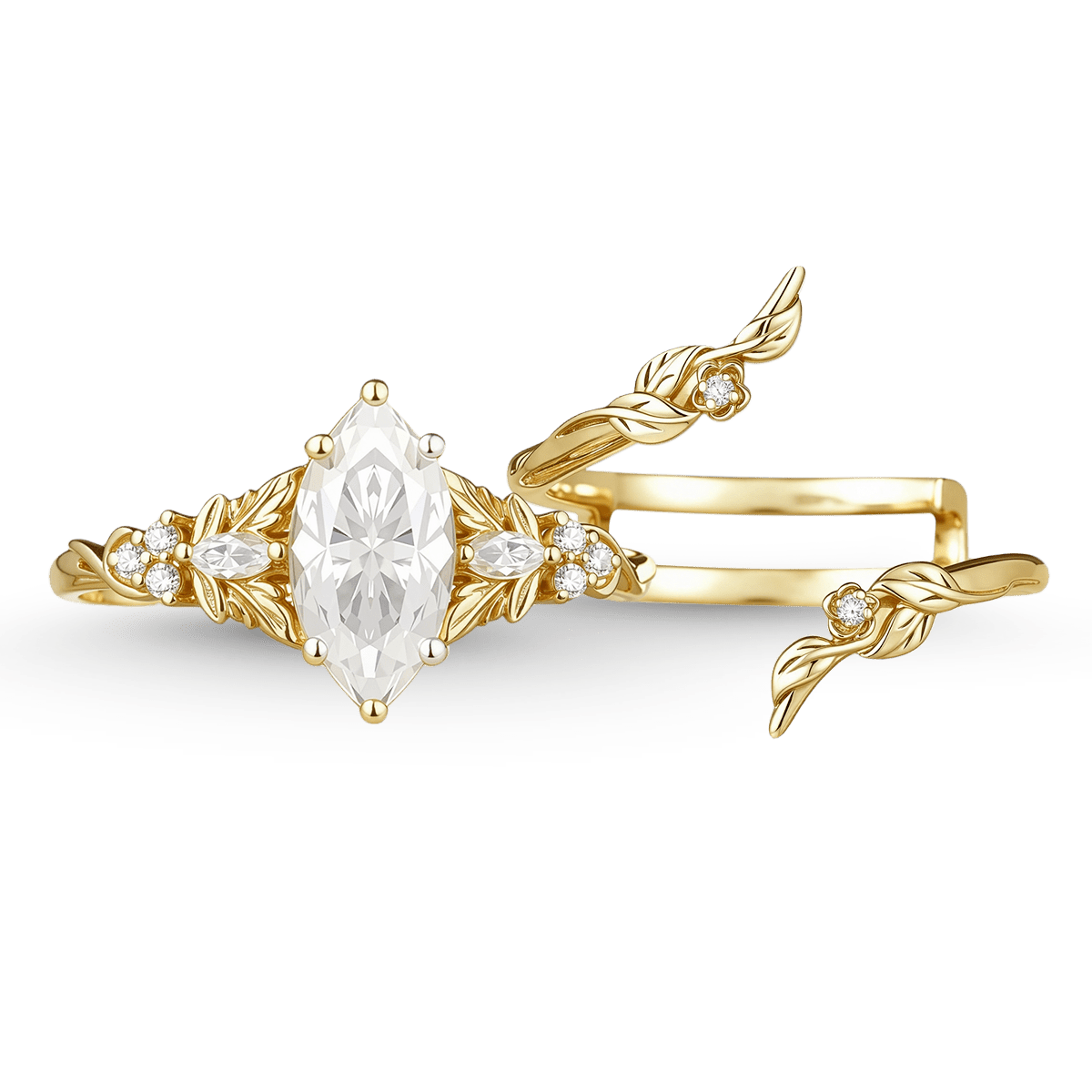 Gnoce Nature-Inspired Leaf & Vine Engagement Ring Set_6