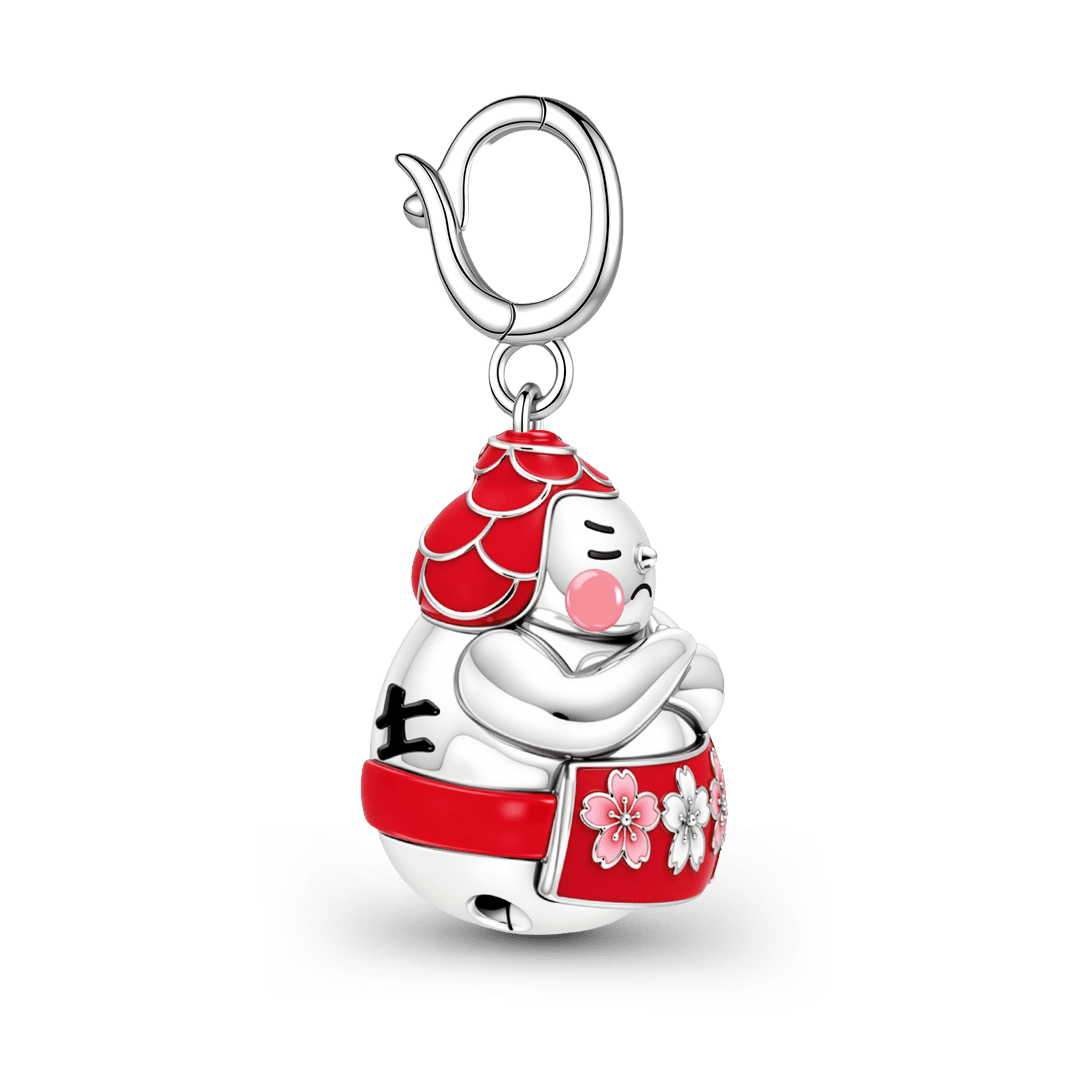 Gnoce Japanese Sumo Bell Clasp Dangle Charm Platinum-plated Silver Blend_7