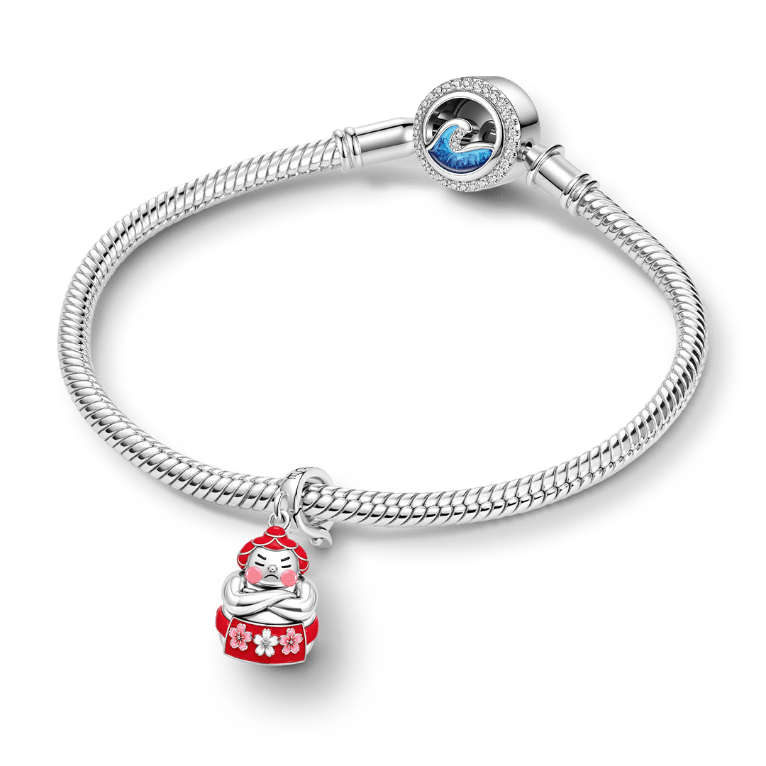Gnoce Japanese Sumo Bell Clasp Dangle Charm Platinum-plated Silver Blend_4