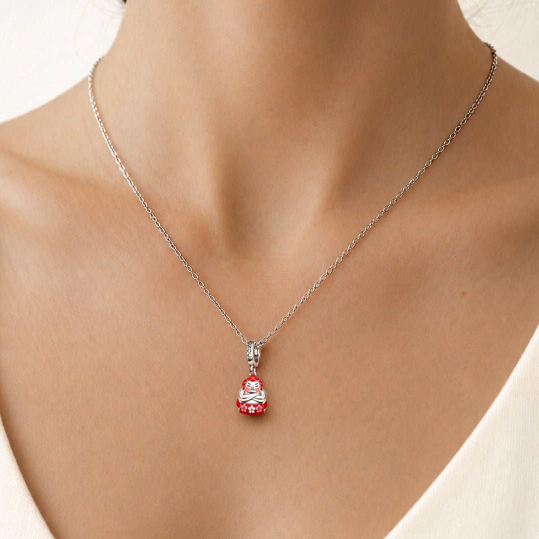 Gnoce Japanese Sumo Bell Clasp Dangle Charm Platinum-plated Silver Blend_3