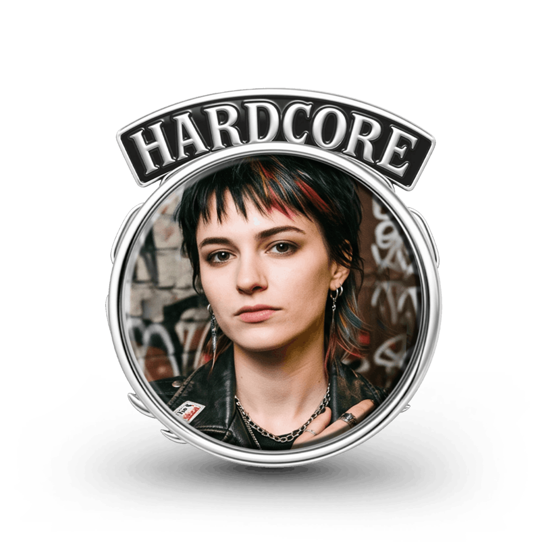 Gnoce British Punk Hardcore Lightning Chain Engravable Photo Bead Charm Platinum‑plated Silver Blend_5