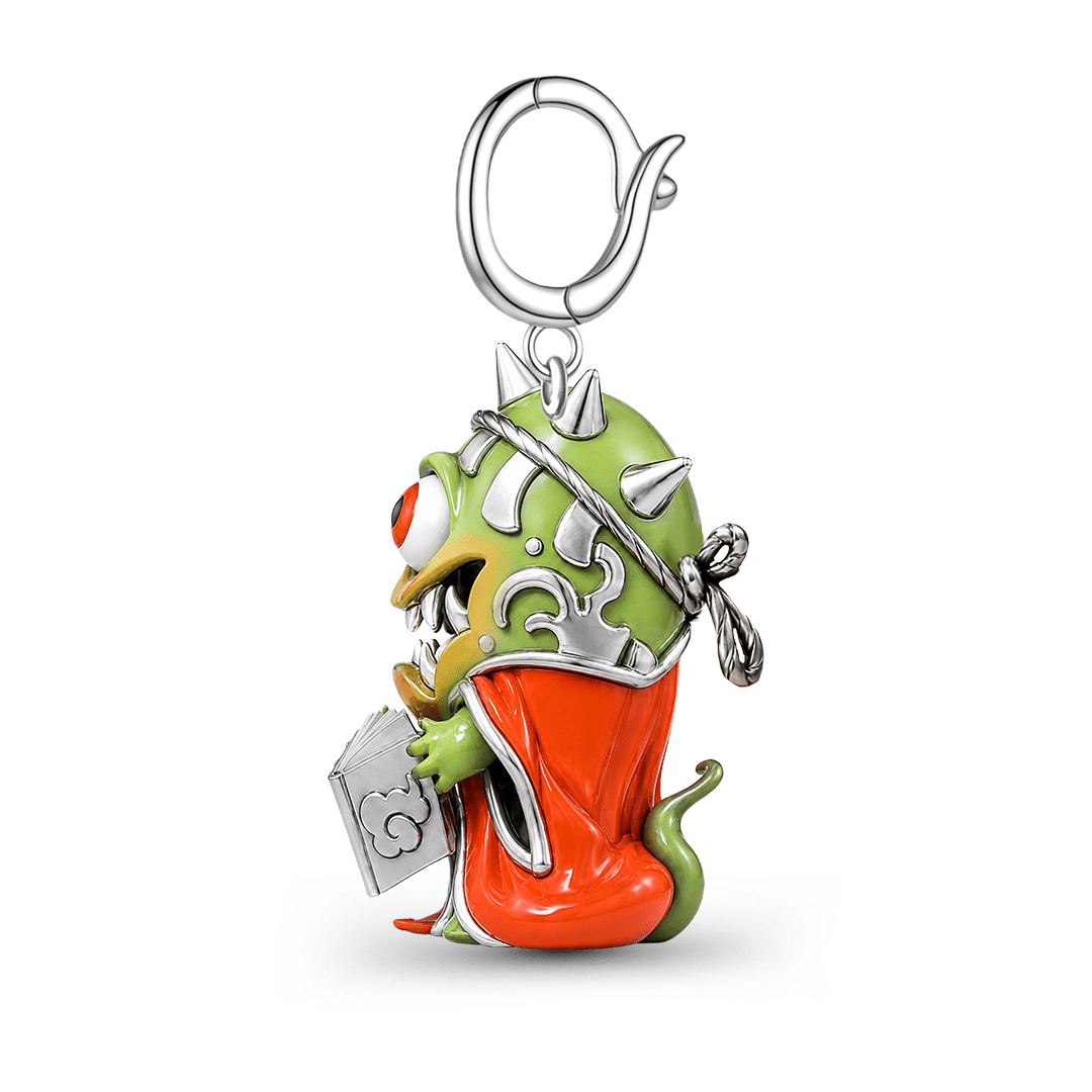 Gnoce Glow‑in‑the‑dark Japanese Yokai Monster Clasp Dangle Charm Platinum‑plated Silver Blend_6