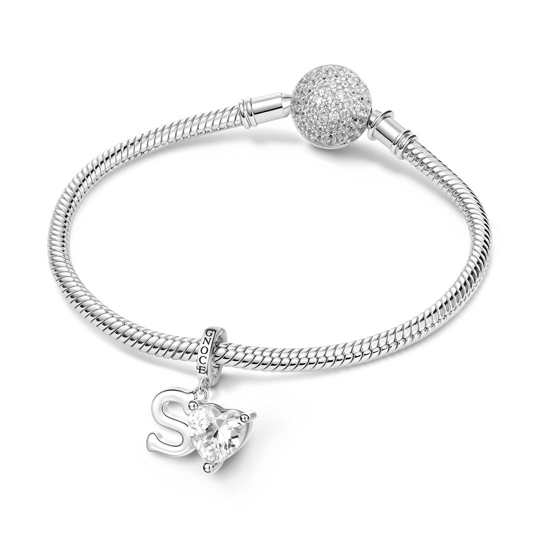 Gnoce Customized Initial Birthstone Charm Platinum-plated Silver Blend_3