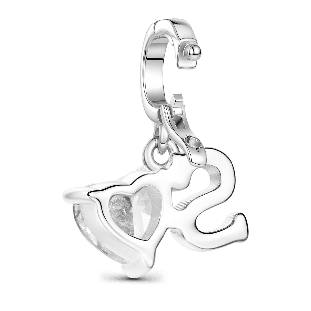 Gnoce Customized Initial Birthstone Charm Platinum-plated Silver Blend_5
