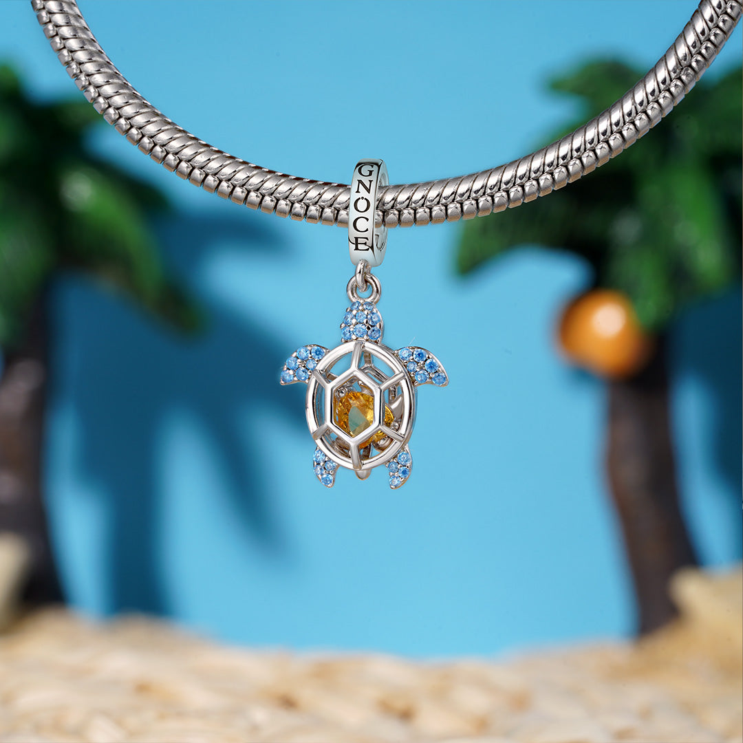 Gnoce Cage of Sea Turtle Birthstone Charm Platinum-plated Silver Blend_6