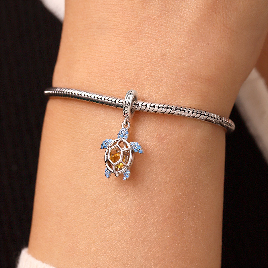 Gnoce Cage of Sea Turtle Birthstone Charm Platinum-plated Silver Blend_2