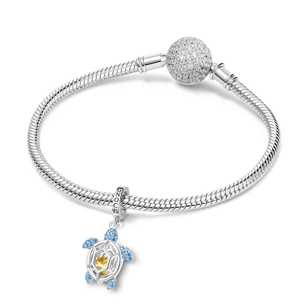 Gnoce Cage of Sea Turtle Birthstone Charm Platinum-plated Silver Blend_3