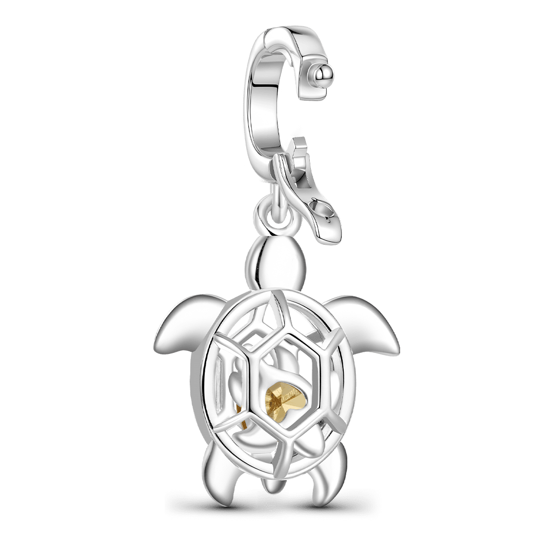 Gnoce Cage of Sea Turtle Birthstone Charm Platinum-plated Silver Blend_5