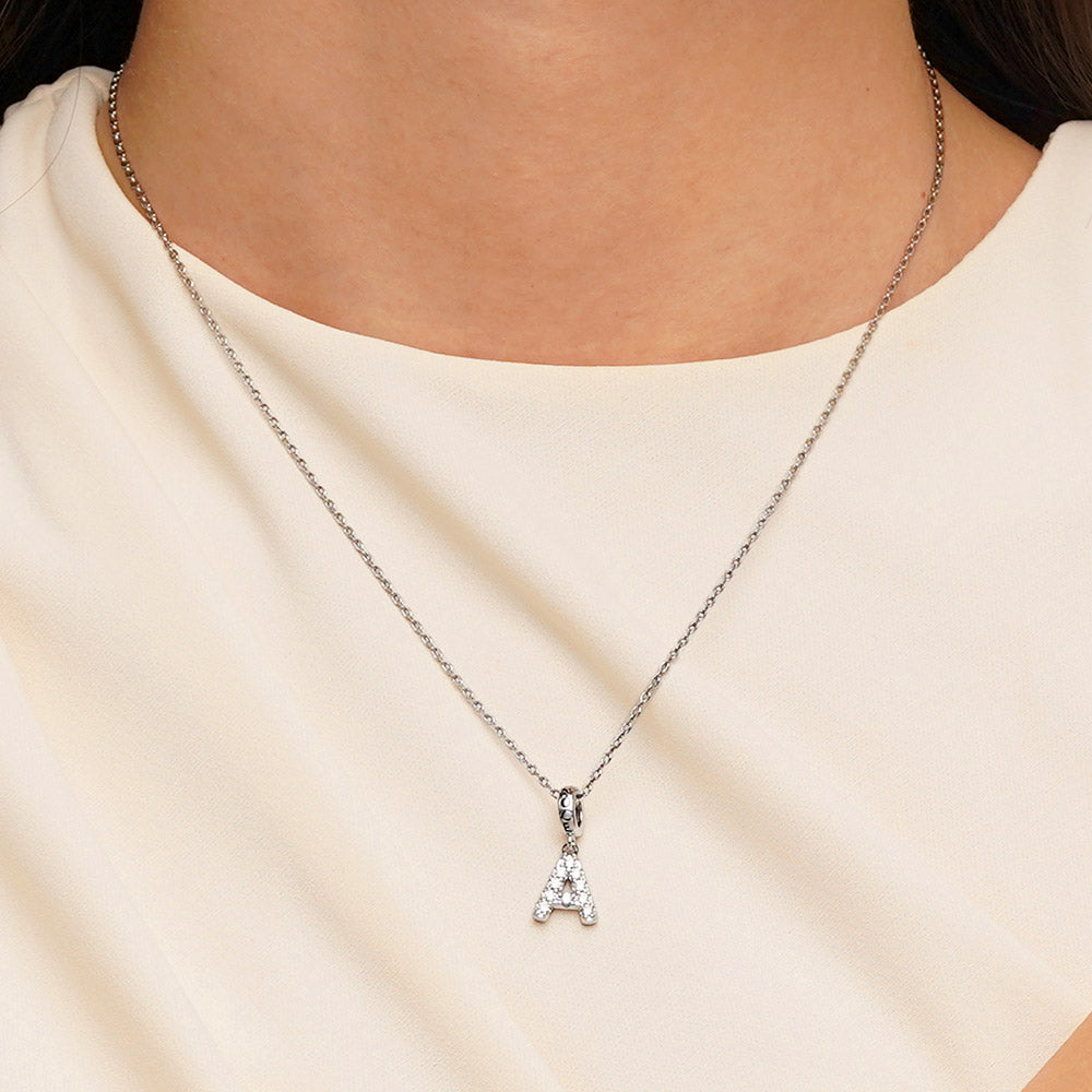 Gnoce Initial Letters Personalized Birthstone Gift Charm Platinum-plated Silver Blend_4