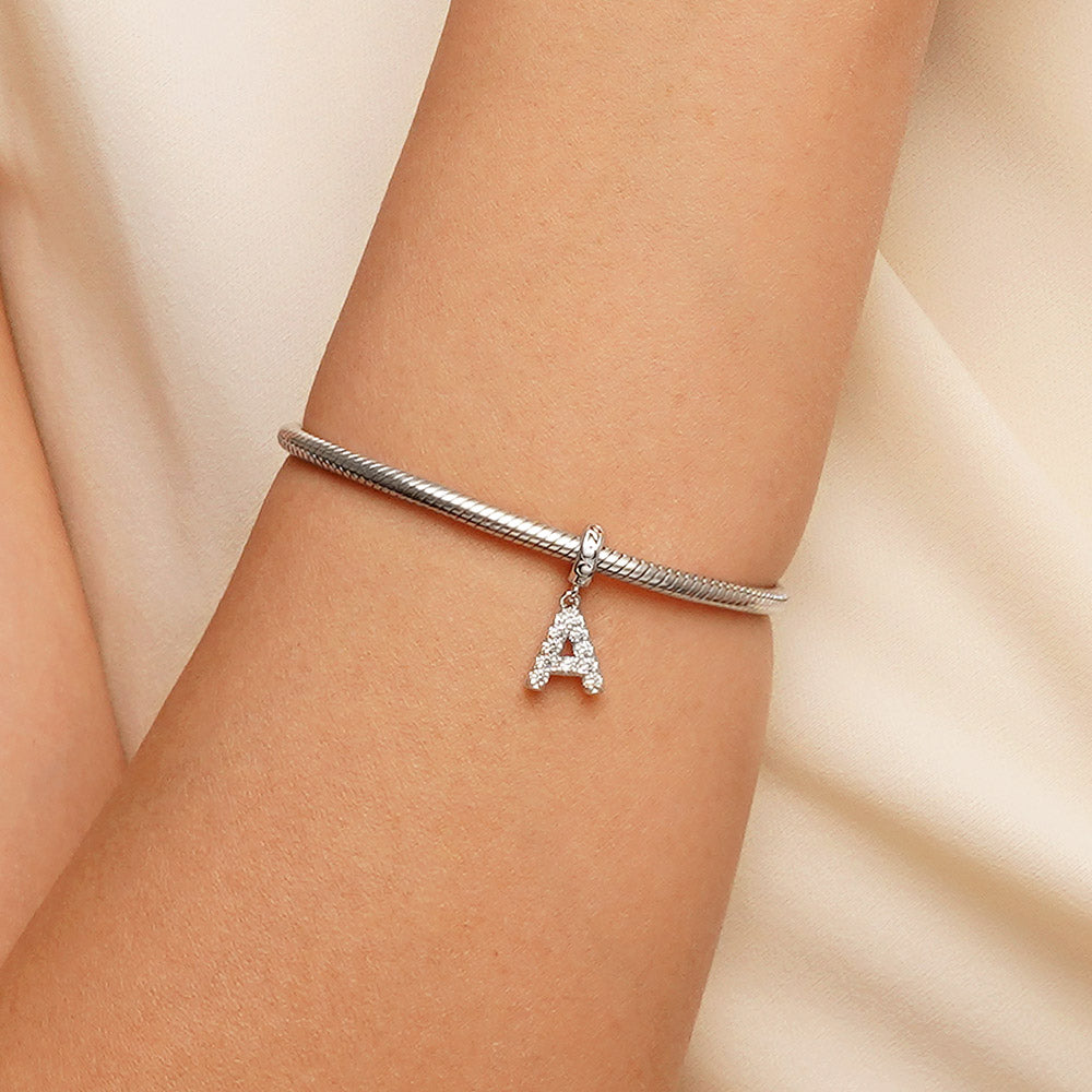 Gnoce Initial Letters Personalized Birthstone Gift Charm Platinum-plated Silver Blend_2