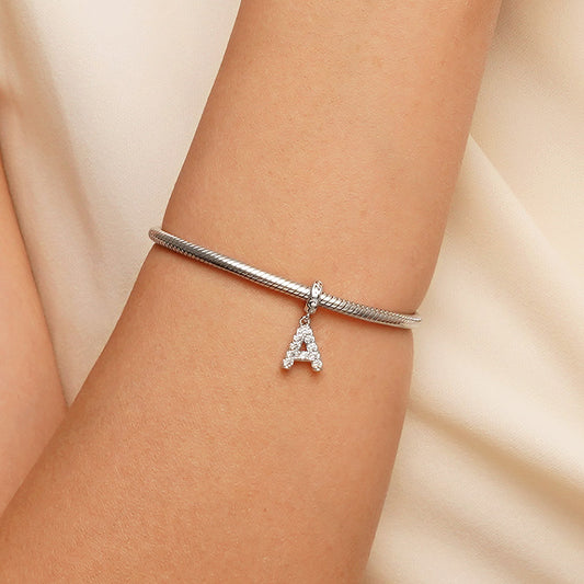 Gnoce Initial Letters Personalized Birthstone Gift Charm Platinum-plated Silver Blend_2