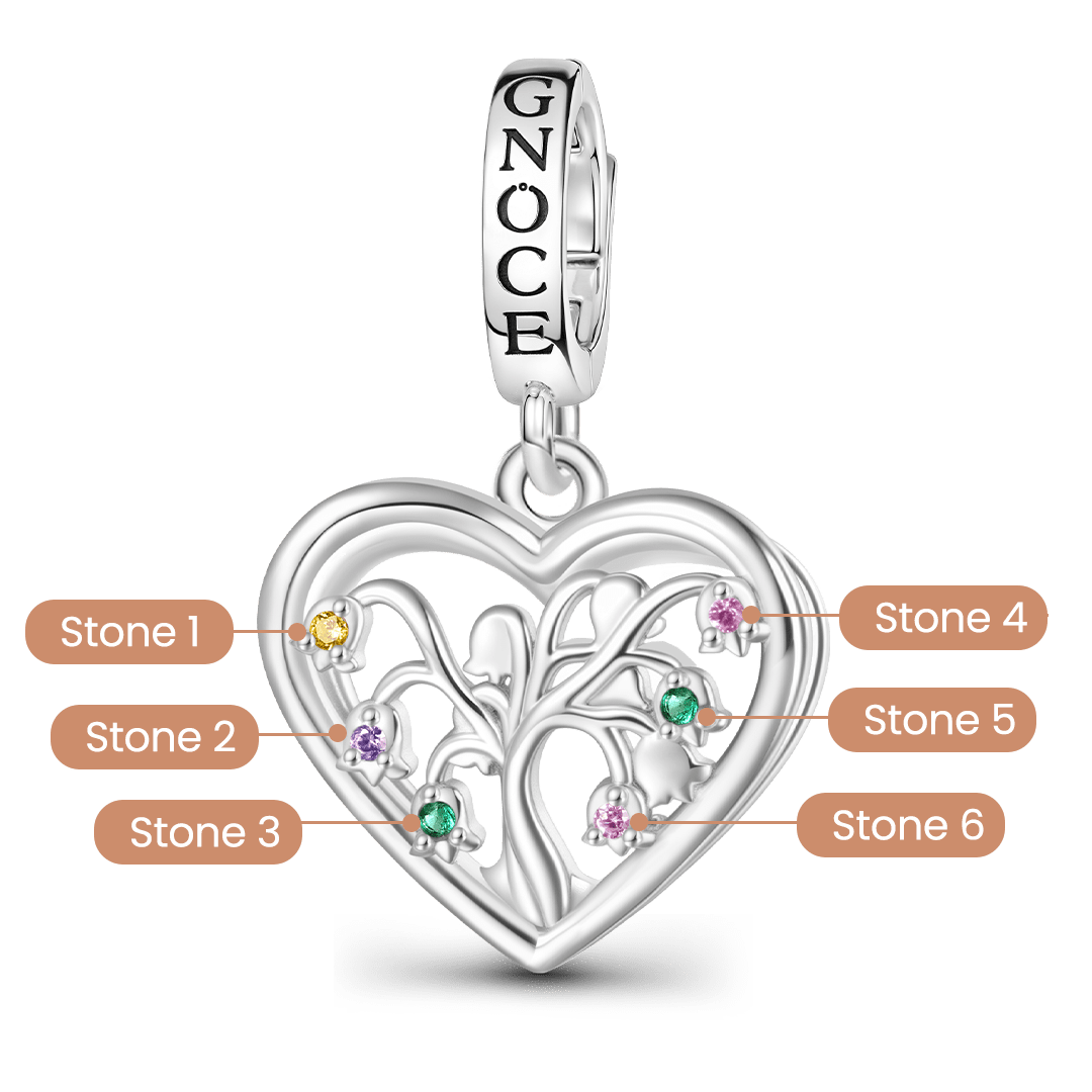Gnoce Birthstone Lily Tree of Life Charm Platinum-plated Silver Blend_2